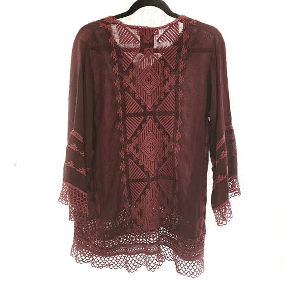 Johnny Was Renee Lace Maroon Blouse, XS - Picture 5 of 5